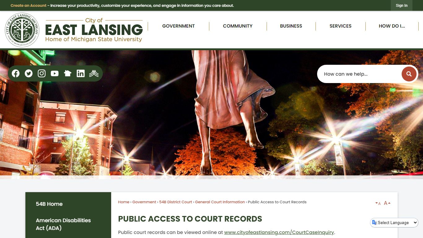 Public Access to Court Records | East Lansing, MI - Official Website